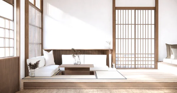 Branco Sofá Japonês Quarto Japão Tropical Desing Tatami Tapete Chão — Fotografia de Stock