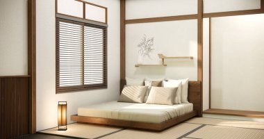 Yatak toom muji tarzı iç tasarım kanepe wabisabi ve dekorasyon japandi.