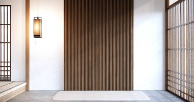 Nihon oda tasarımı. Kapı kağıdı ve duvar döşeme odası Japon tarzı..