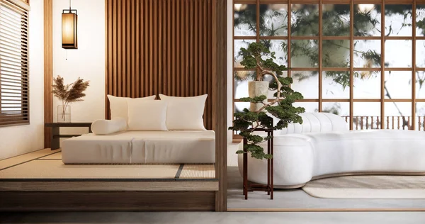 현대식 거실에 색낮은 장식용 야만족 스타일의 커다란 — 스톡 사진