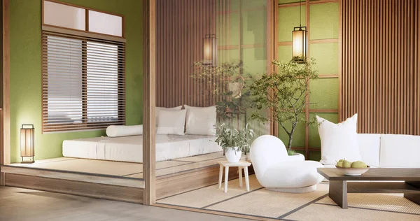 현대식 거실에 색낮은 장식용 야만족 스타일의 커다란 — 스톡 사진