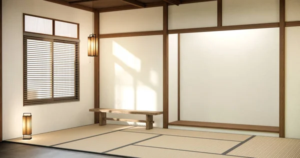 Nihon Habitación Diseño Interior Con Papel Puerta Pared Tatami Alfombra —  Fotos de Stock