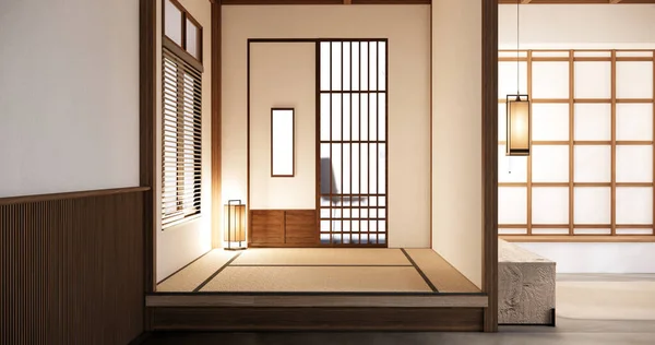 Nihon Rummets Design Interiör Med Dörr Papper Och Vägg Tatami — Stockfoto