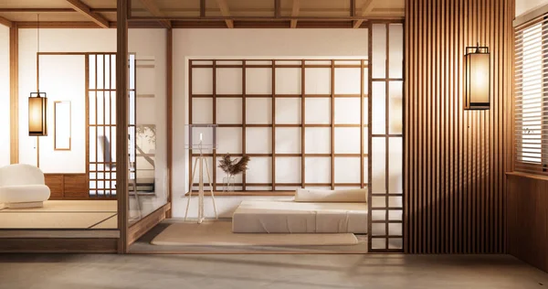 Kamar Nihon Desain Interior Dengan Kertas Pintu Dan Dinding Pada — Stok Foto