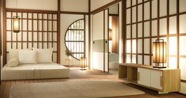 Yatak odası orijinal - Japon tarzı iç tasarım.