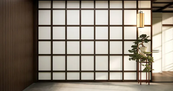 Japonský Pokoj Styl Muji Prázdný Dřevěný Pokoj Úklid Interiéru Pokoje — Stock fotografie