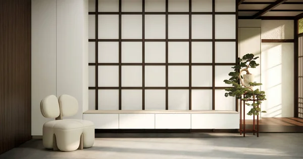 简约的日本风格客厅 沙发装饰 — 图库照片