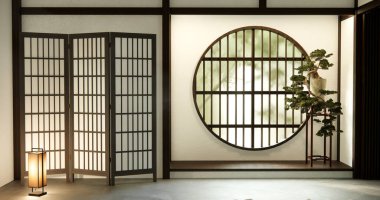 Boş oda, temiz Japon minimalist odası.