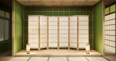 Temiz yeşil modern oda Japon tarzı..
