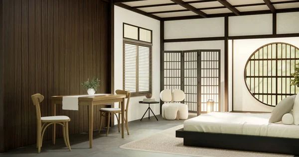 Gaya Minim Kamar Tidur Jepang Putih Modern Minimalis Ruangan — Stok Foto