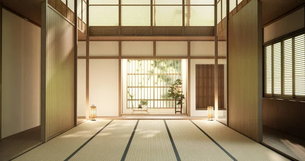 Interior Sala Vazia Tatami Tapete Quarto Estilo Japonês — Fotografia de Stock