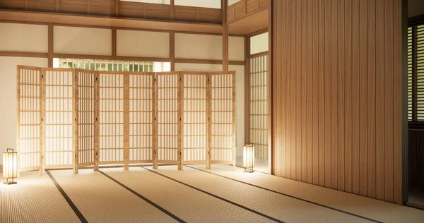 Interior Kosong Kamar Dan Tatami Tikar Lantai Gaya Jepang — Stok Foto