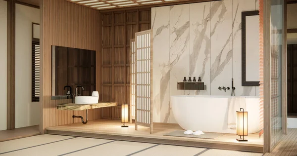 Baño Excusado Cuarto Baño Japonés Wabi Sabi Style — Foto de Stock
