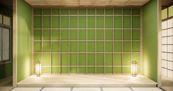 Limpo Verde Moderno Quarto Estilo Japonês — Fotografia de Stock