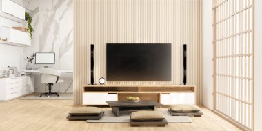 Muji Kabinesi ahşap tasarımı beyaz oda iç mimarisi modern tarz.