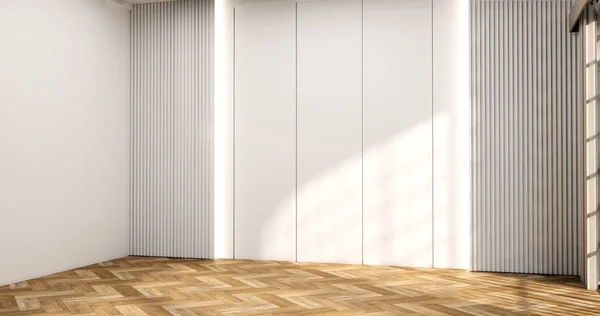 Modern Japan Style Empty Room Decorated White Slat Wall — Stock Photo, Image