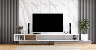 Minimalist, Kabine TV ve modern oda tasarımı minimal.