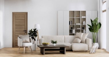 Koltuk mobilyaları ve modern oda iç tasarımı minimal.