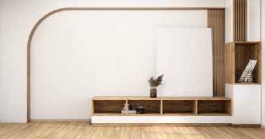 Modern boş odadaki televizyon dolabı Japonca - zen tarzı, minimal tasarımlar.