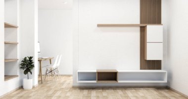 Modern boş odadaki televizyon dolabı Japonca - zen tarzı, minimal tasarımlar.