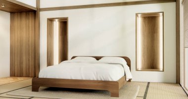 Muji japon yatak odası iç mimari minimal stil, Japon iç mimari 3D