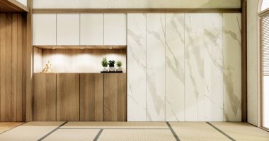 Muji boş oda Japon tarzı minimal iç mekan 3D görüntüleme