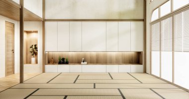 Muji boş oda Japon tarzı minimal iç mekan 3D görüntüleme