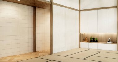 Muji boş oda Japon tarzı minimal iç mekan 3D görüntüleme