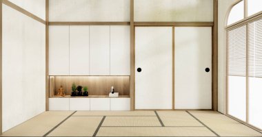 Muji boş oda Japon tarzı minimal iç mekan 3D görüntüleme