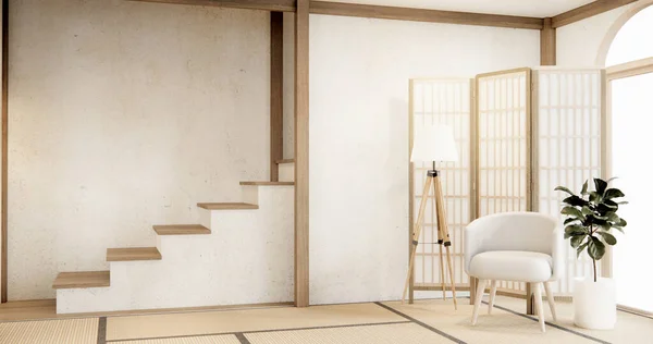 Muji Stuhlmöbel Und Japanisches Raumdesign Minimal Rendering — Stockfoto