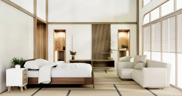 Muji Jepang Interior Kamar Tidur Gaya Minimal Jepang Interior Rendering — Stok Foto