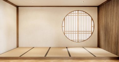 Beyaz boş ahşap oda, Japonya 'nın içini temizleme.