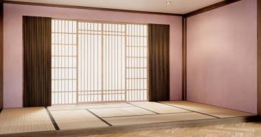 Pembe Muji boş oda Japon tarzı minimal iç mekan