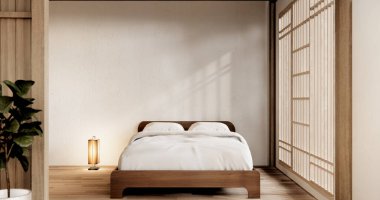 Muji japon yatak odası iç mimari minimal stil, Japon iç mimari 3D