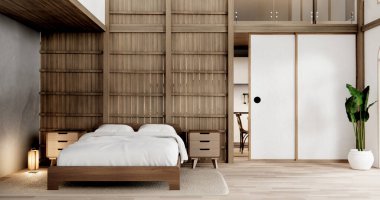 Muji japon yatak odası iç mimari minimal stil, Japon iç mimari 3D