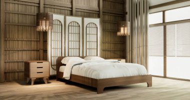 Muji japon yatak odası iç mimari minimal stil, Japon iç mimari 3D