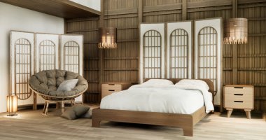 Muji japon yatak odası iç mimari minimal stil, Japon iç mimari 3D