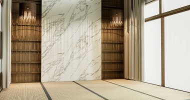 Nihon oda tasarımı. Kapı kağıdı ve tatami paspas odası japon tarzı..