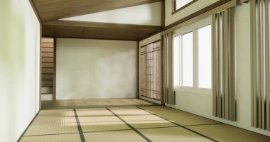 Nihon oda tasarımı. Kapı kağıdı ve tatami paspas odası japon tarzı..