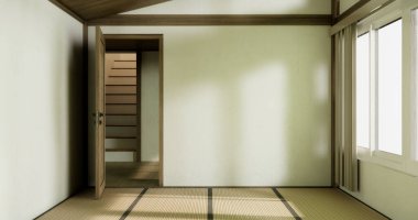 Nihon oda tasarımı. Kapı kağıdı ve tatami paspas odası japon tarzı..