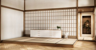 Televizyonun iç duvar modellemesi için minimal dolap