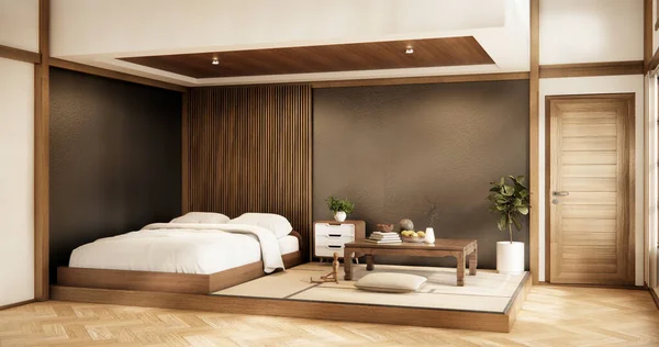 Interior Luxury Modern Japanese Style Bedroom Mock Designing Most Beautiful — Stock Photo, Image