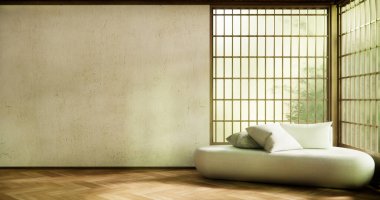Modern oda iç mekan 3D görüntüleme Japonya 'da kanepe ve dekorasyon