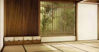 İç mekan, boş oda ve tatami paspas odası modern tarz..