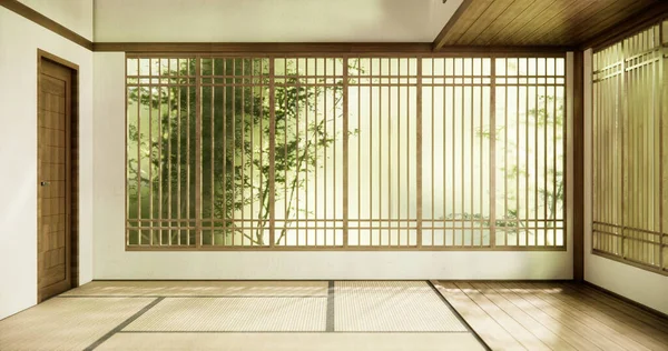 Intérieur Chambre Vide Tatami Tapis Sol Salle Style Moderne — Photo