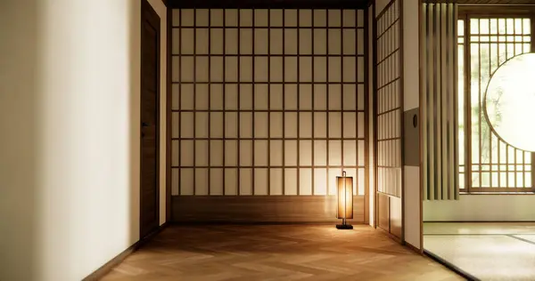 Circle window japan style on Empty room minimalist room interior