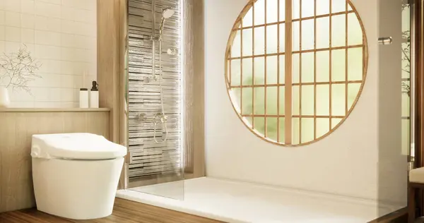 Toilet Dan Decoartion Pada Modern Zen Kamar Toilet Gaya Jepang — Stok Foto