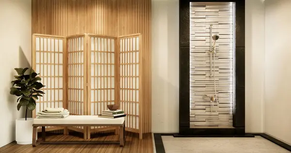 Toilette Und Dekoartion Auf Modernem Zen Toilettenraum Japanischen Stil — Stockfoto