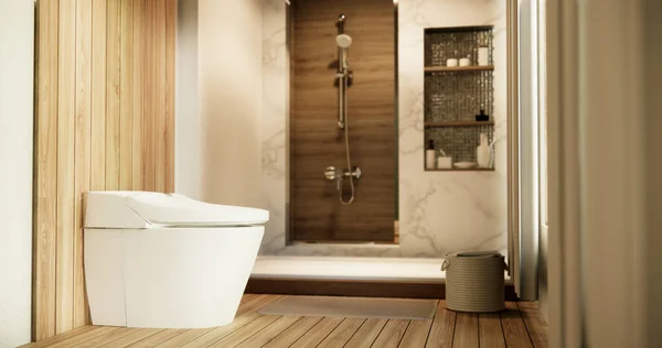 Toilet Dan Decoartion Pada Modern Zen Kamar Toilet Gaya Jepang — Stok Foto