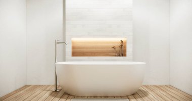 Beyaz Banyo, modern Japonya tarzı. 3B görüntüleme
